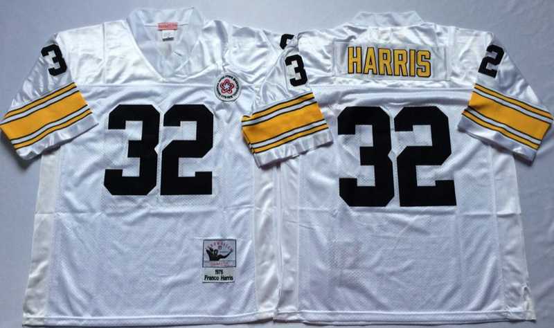 Steelers 32 Franco Harris White M&N Throwback Jersey->nfl m&n throwback->NFL Jersey